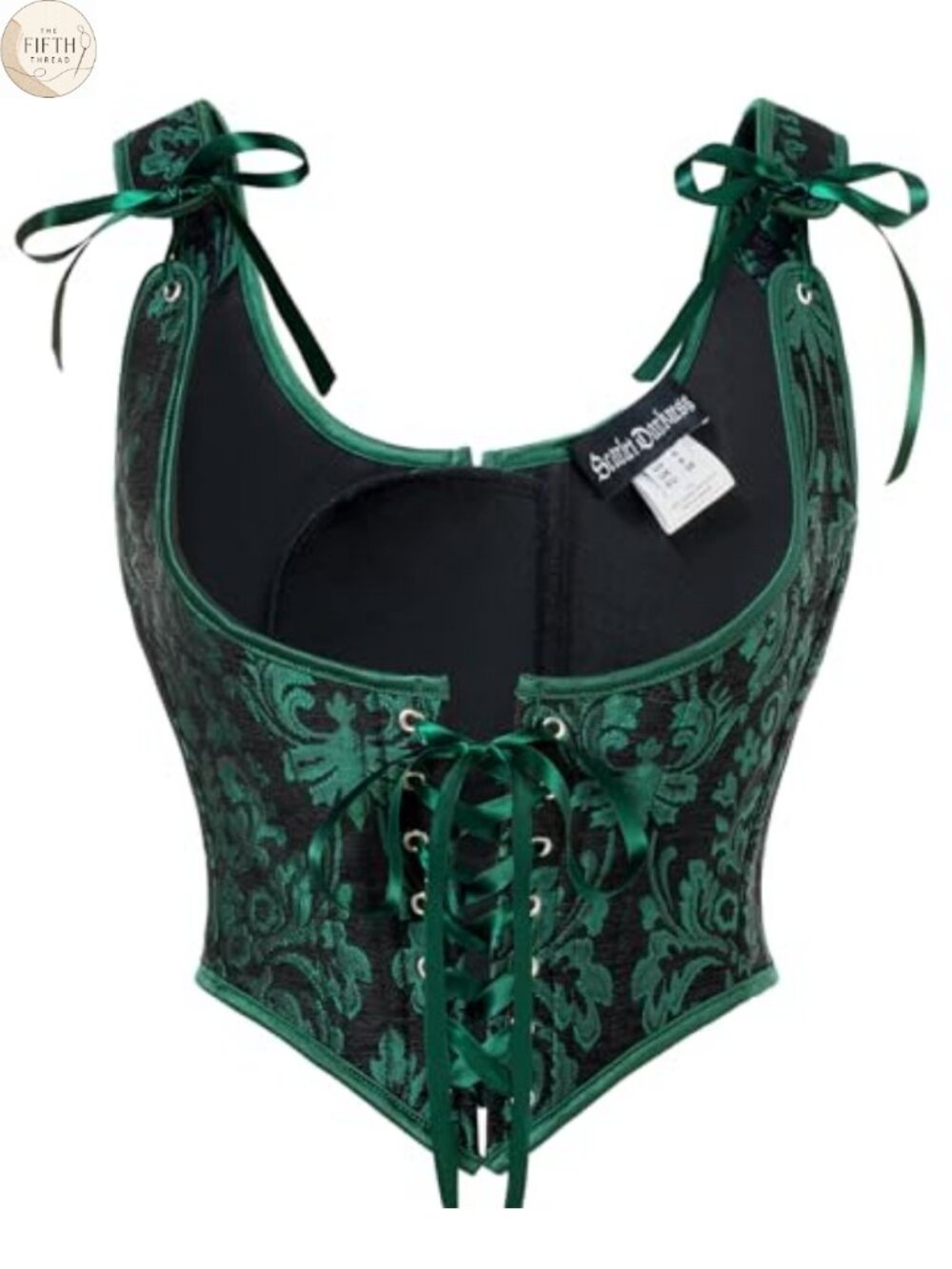 Women Renaissance Underbust Corset Top Jacquard Lace-Up Bustier Cosplay